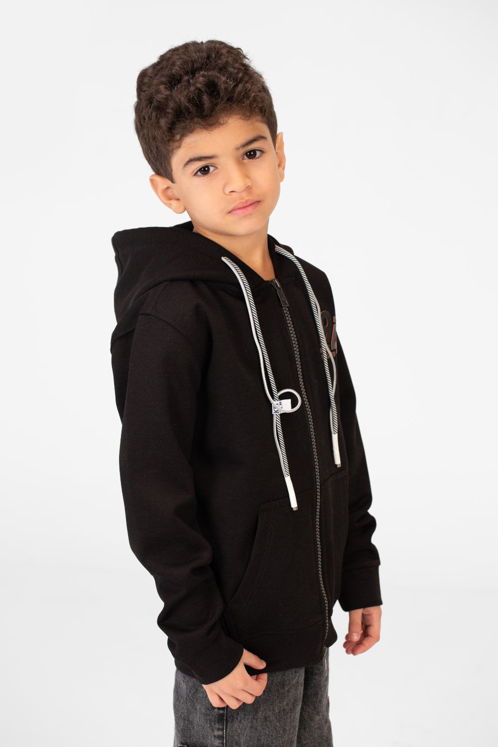 Boy's Basic Hood Sweatshirt With Zippers