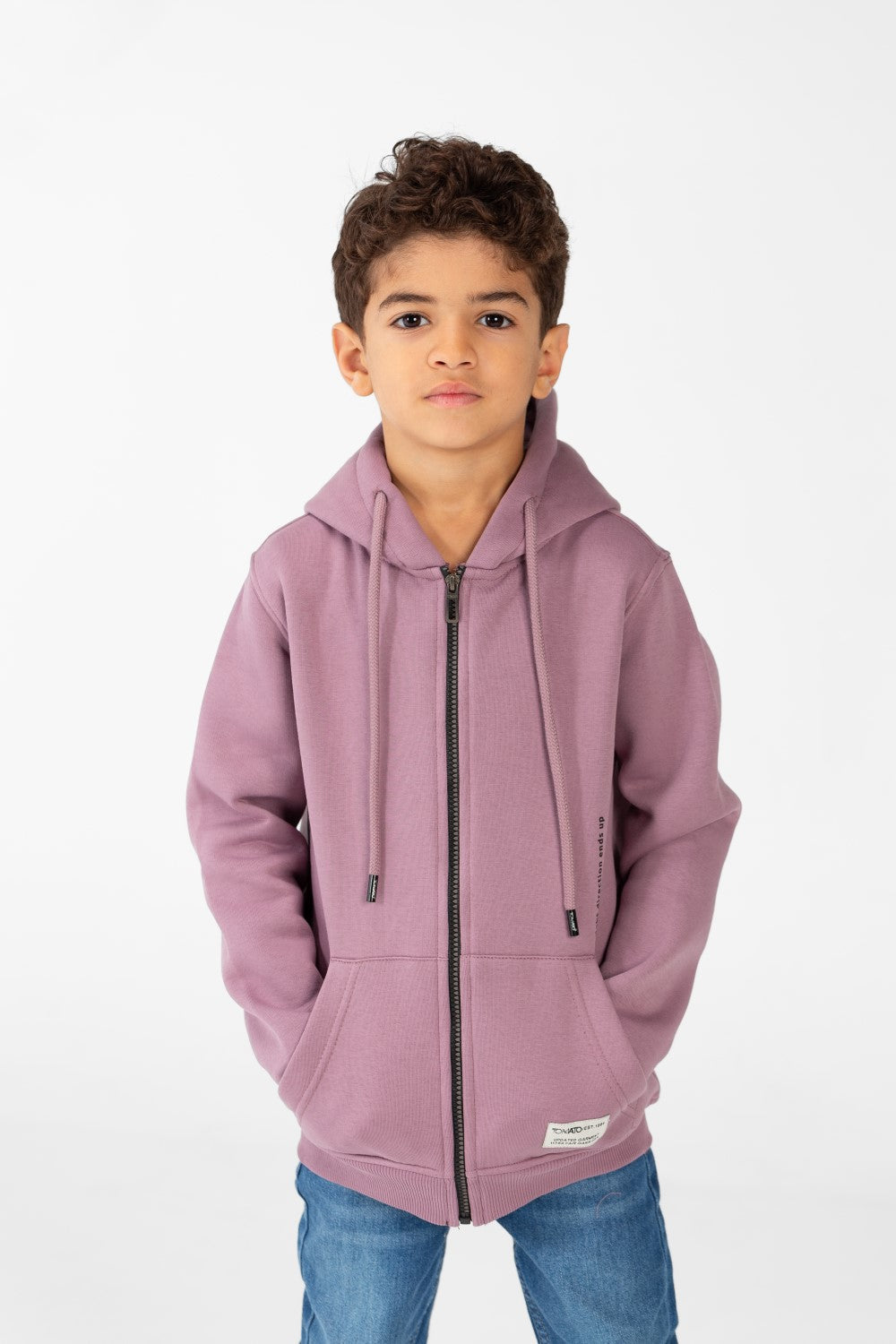 Boy's Sweatshirt With Full Zip And Front Pockets