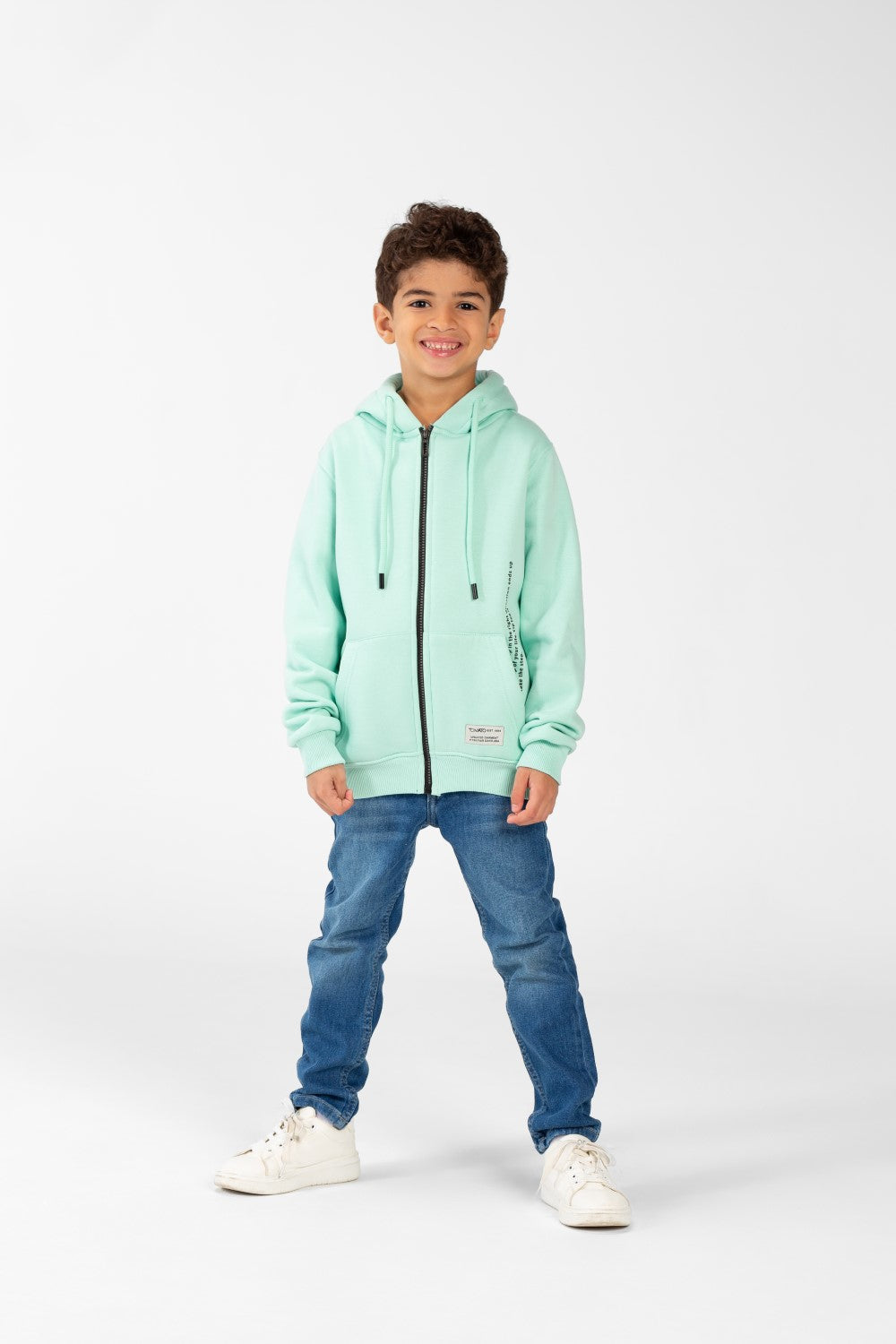 Boy's Sweatshirt With Full Zip And Front Pockets