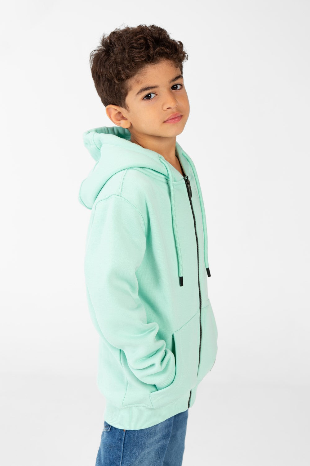 Boy's Sweatshirt With Full Zip And Front Pockets