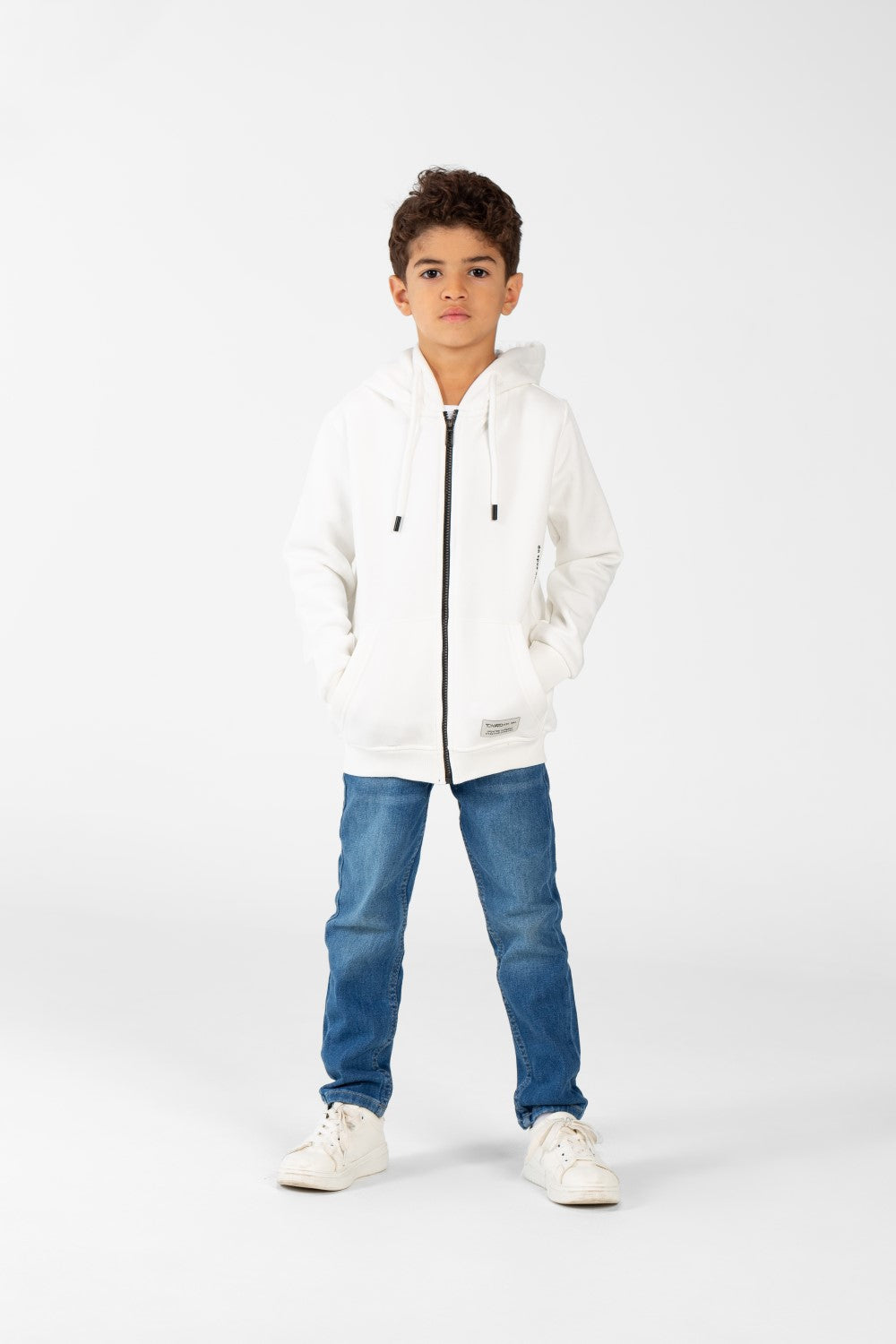 Boy's Sweatshirt With Full Zip And Front Pockets