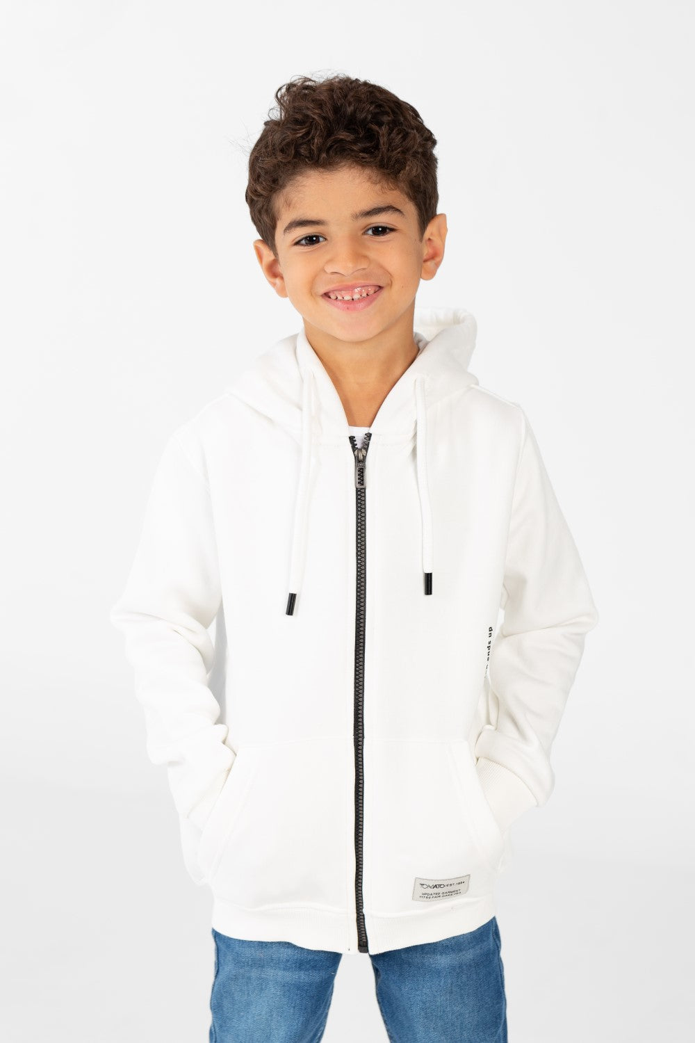 Boy's Sweatshirt With Full Zip And Front Pockets