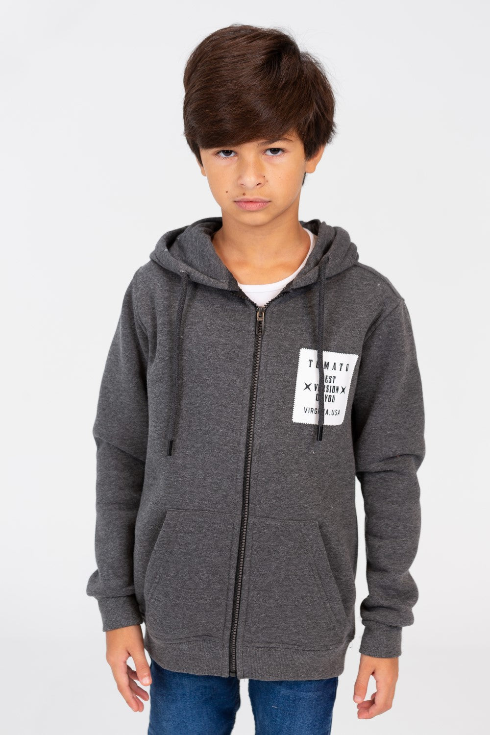 Boy's Zip-Up Sweatshirt With Tomato Print And Pockets