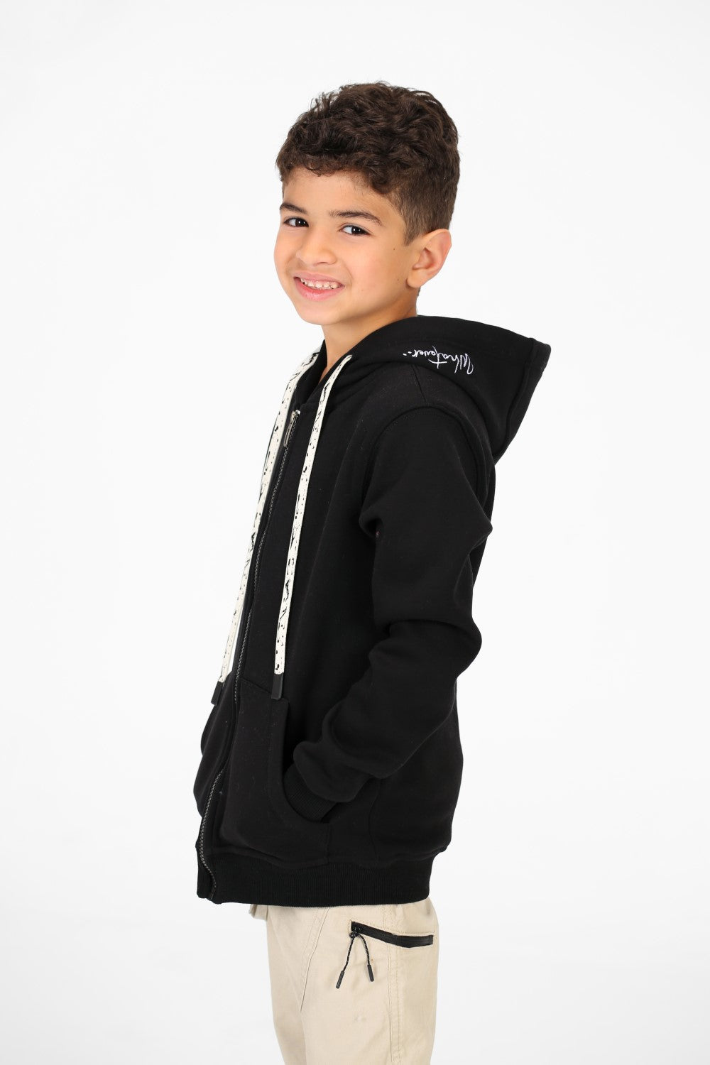 Boy's Basic Hood Sweatshirt With Full Zippers