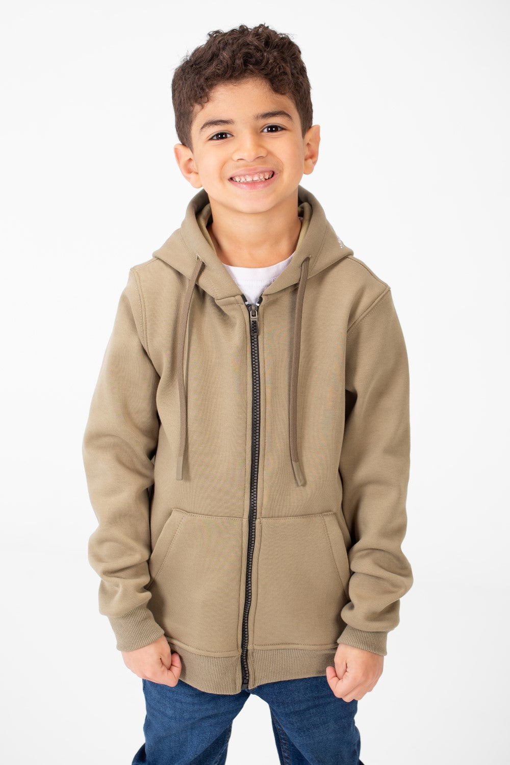 Boy's Basic Hood Sweatshirt With Full Zippers
