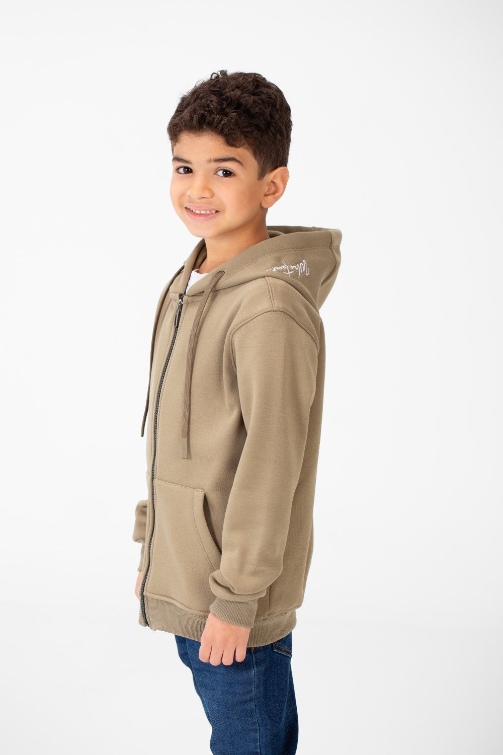 Boy's Basic Hood Sweatshirt With Full Zippers