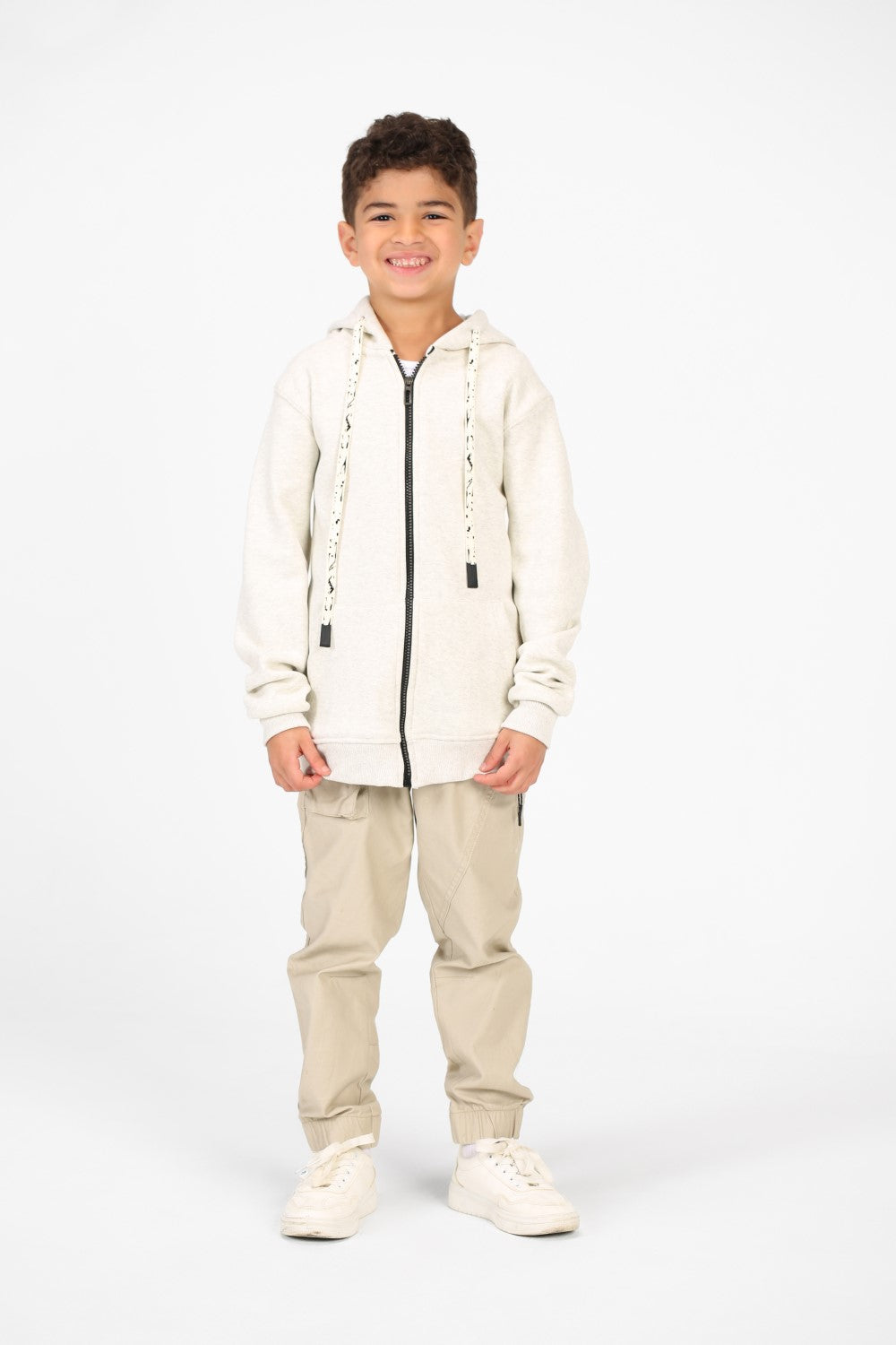Boy's Basic Hood Sweatshirt With Full Zippers