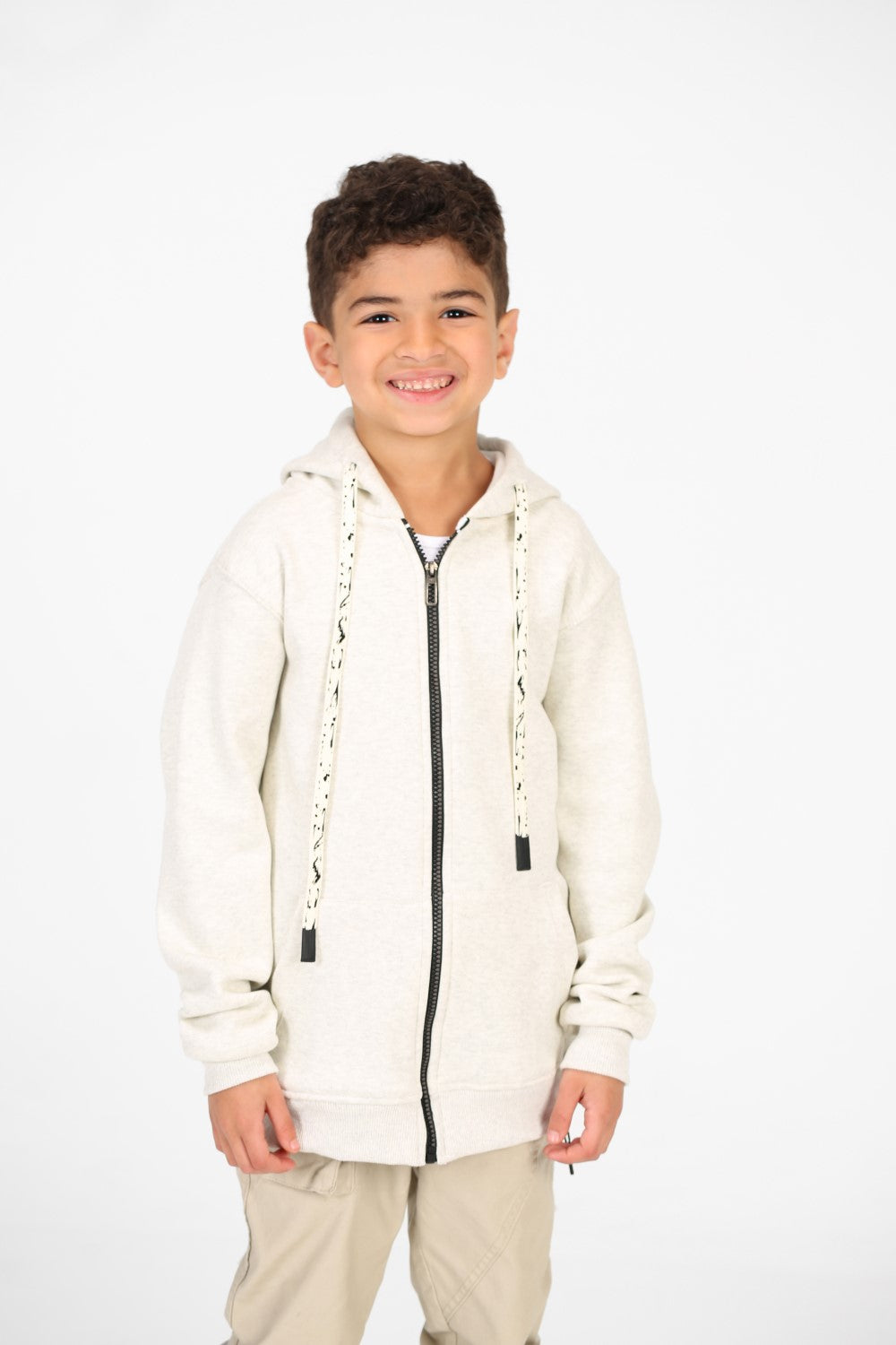 Boy's Basic Hood Sweatshirt With Full Zippers