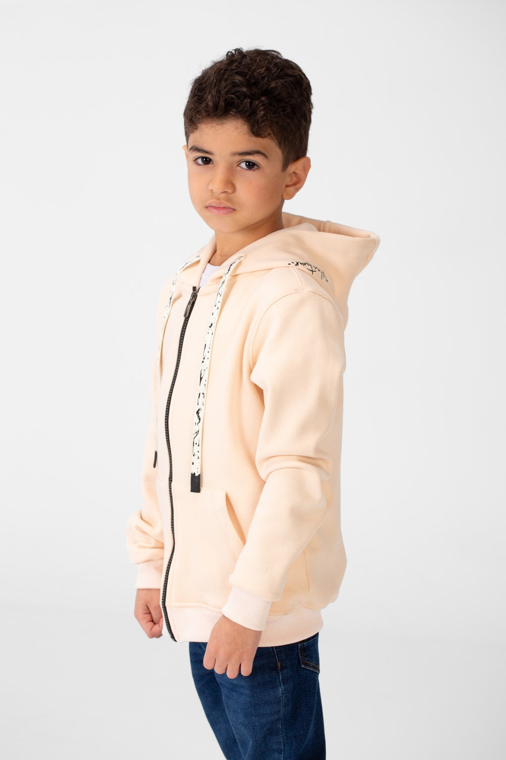 Boy's Basic Hood Sweatshirt With Full Zippers