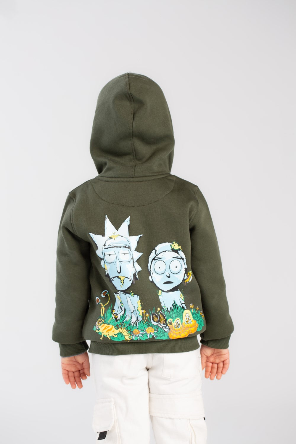 Boy's Padded With Front & Back Printed Design Hooded Sweatshirt