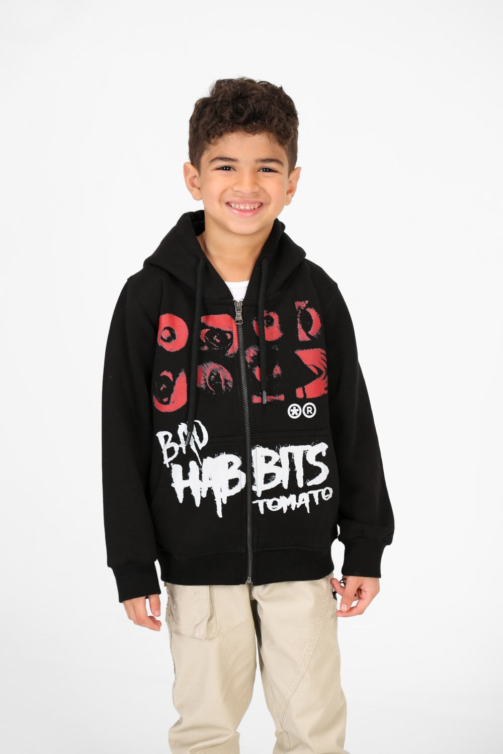Boy's Tomato Printed Full Zip Sweatshirt