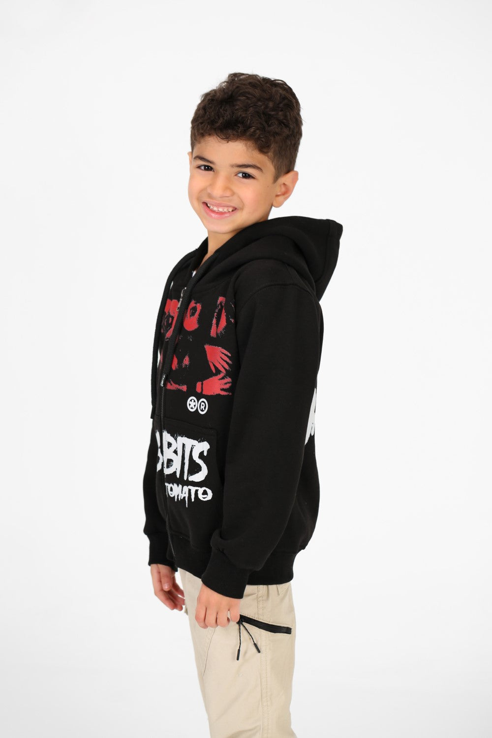 Boy's Tomato Printed Full Zip Sweatshirt