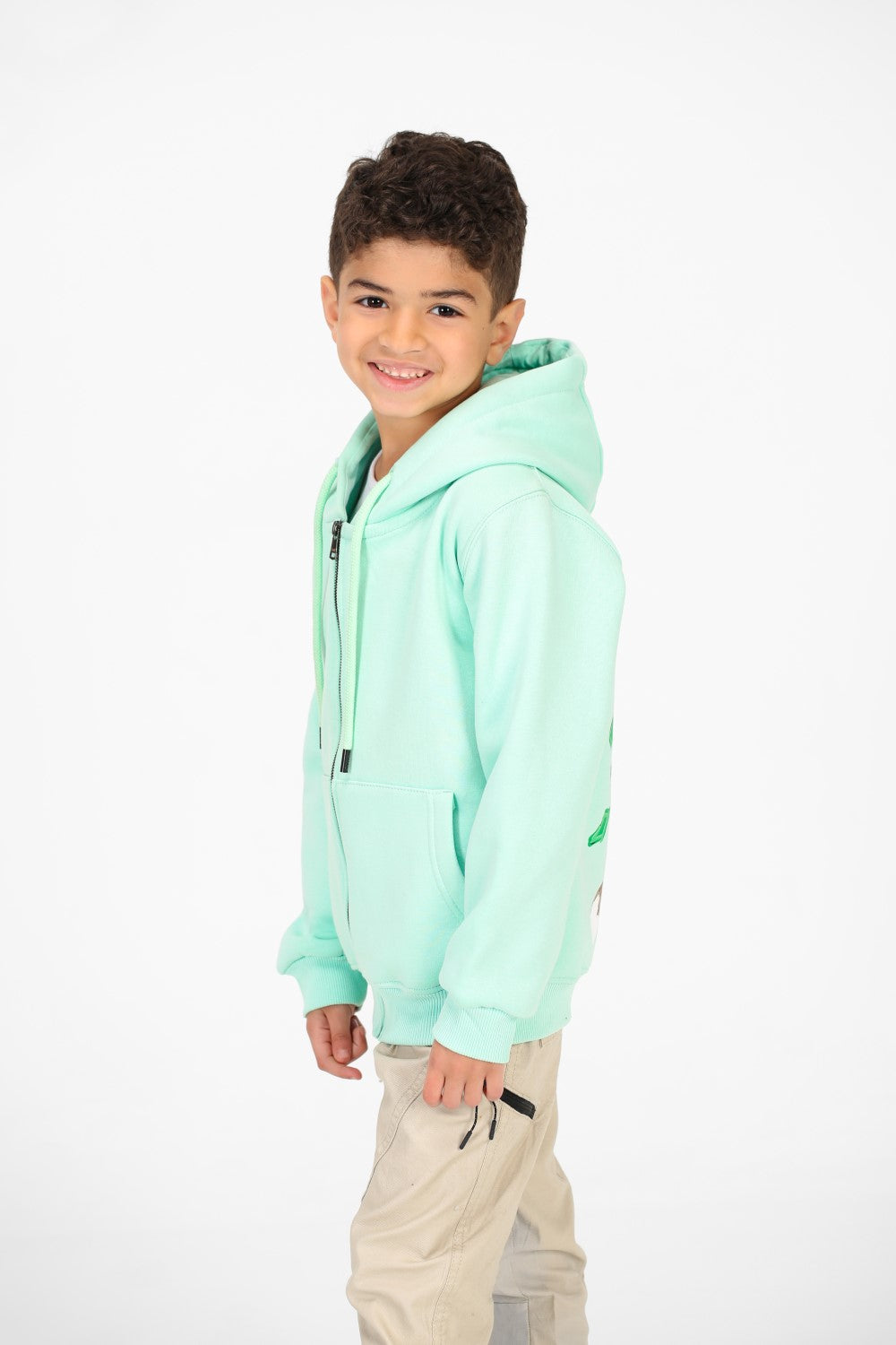 Boy's Full Zip Sweatshirt With Graphic Print On The Back