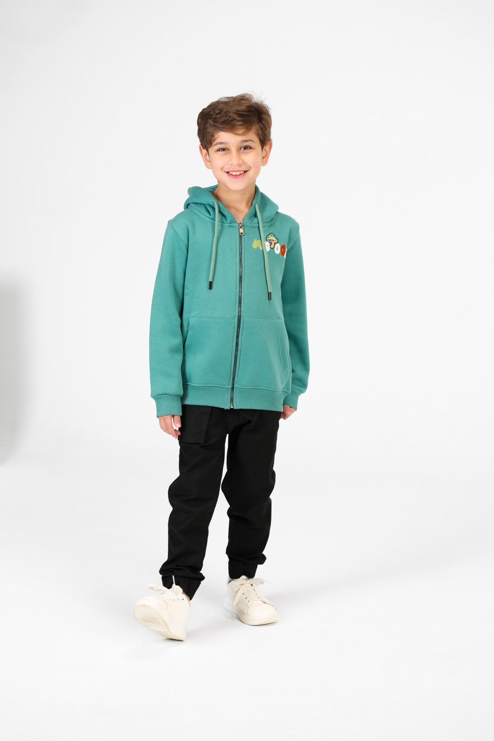 Boy's Zip-Up Hood Sweatshirt With Front Pockets
