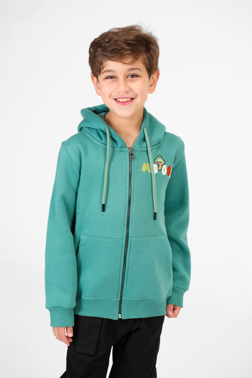 Boy's Zip-Up Hood Sweatshirt With Front Pockets