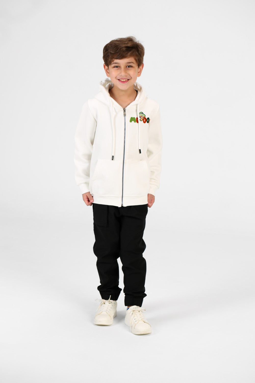 Boy's Zip-Up Hood Sweatshirt With Front Pockets