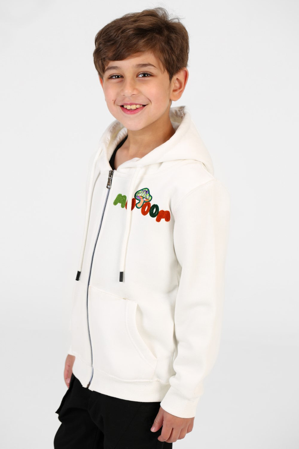 Boy's Zip-Up Hood Sweatshirt With Front Pockets