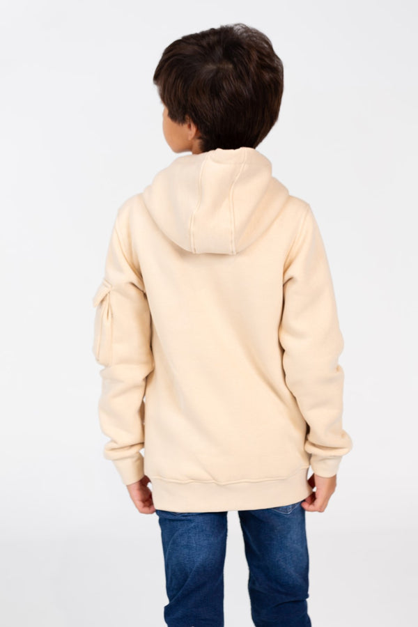 Boy's Hood Sweatshirt With Front Zipper And Pockets