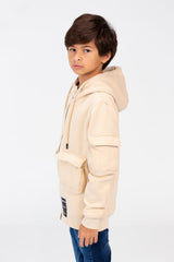 Boy's Hood Sweatshirt With Front Zipper And Pockets