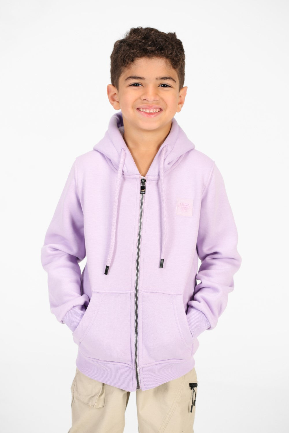 Boy's Tomato Basic Hood Sweatshirt With Full Zip Closure