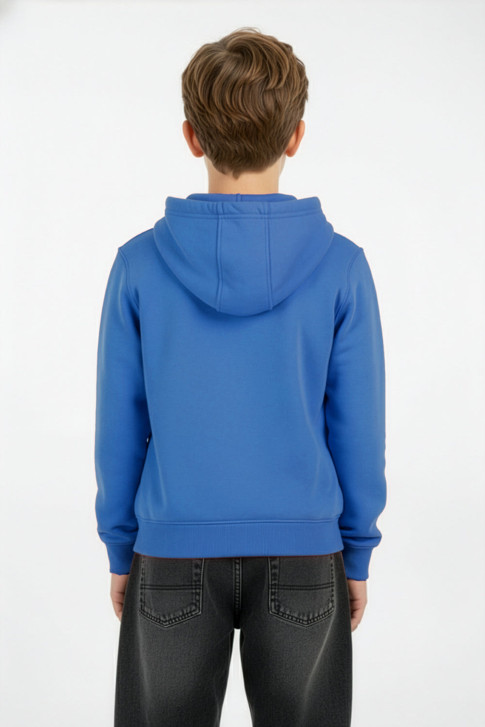 Boy's Slim Fit Melton Hood Sweatshirt With Full Front Zipper