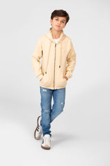 Boy's Tomato Sweatshirt With Full Zip And Long Sleeves