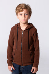 Boy's Tomato Slim Fit Cotton Pullover With Zipper And Hood