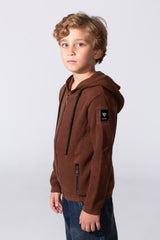 Boy's Tomato Slim Fit Cotton Pullover With Zipper And Hood