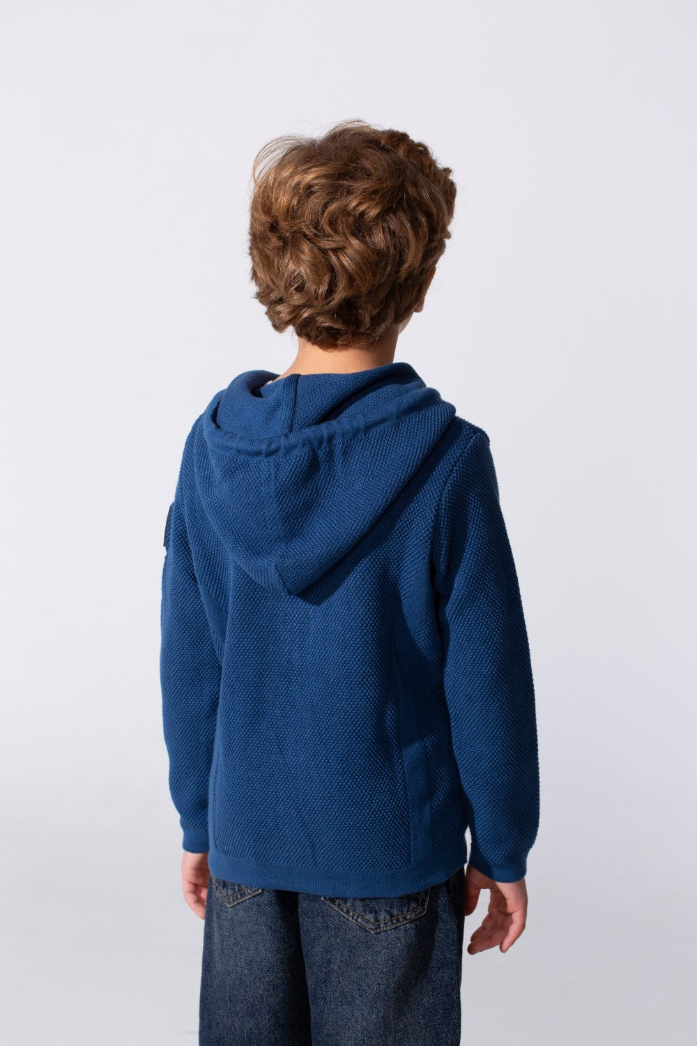 Boy's Tomato Slim Fit Cotton Pullover With Zipper And Hood