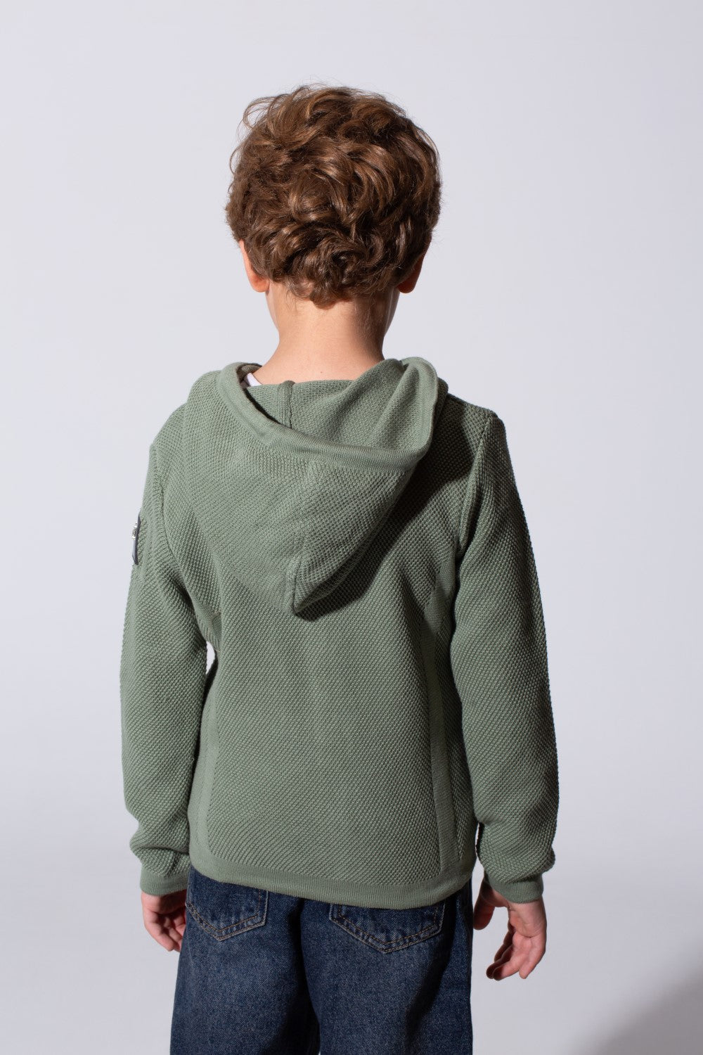 Boy's Tomato Slim Fit Cotton Pullover With Zipper And Hood