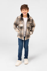Boy's Checkered Hooded Shirt With Full Zip