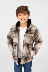 Boy's Checkered Hooded Shirt With Full Zip