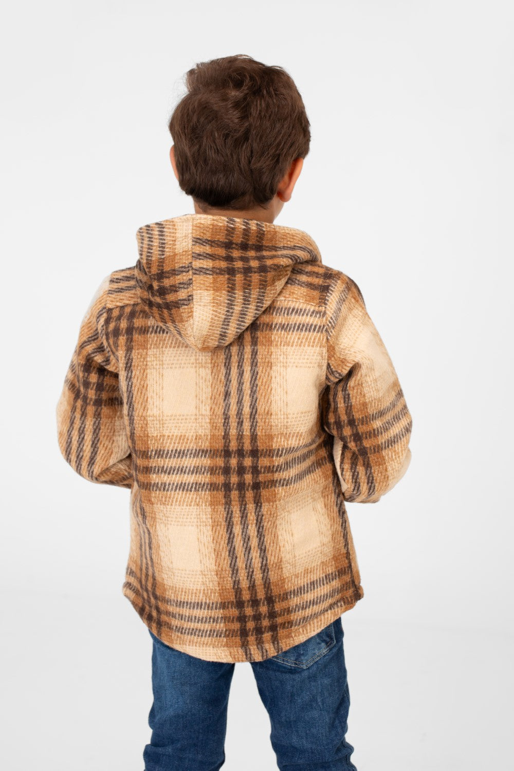 Boy's Checkered Hooded Shirt With Full Zip