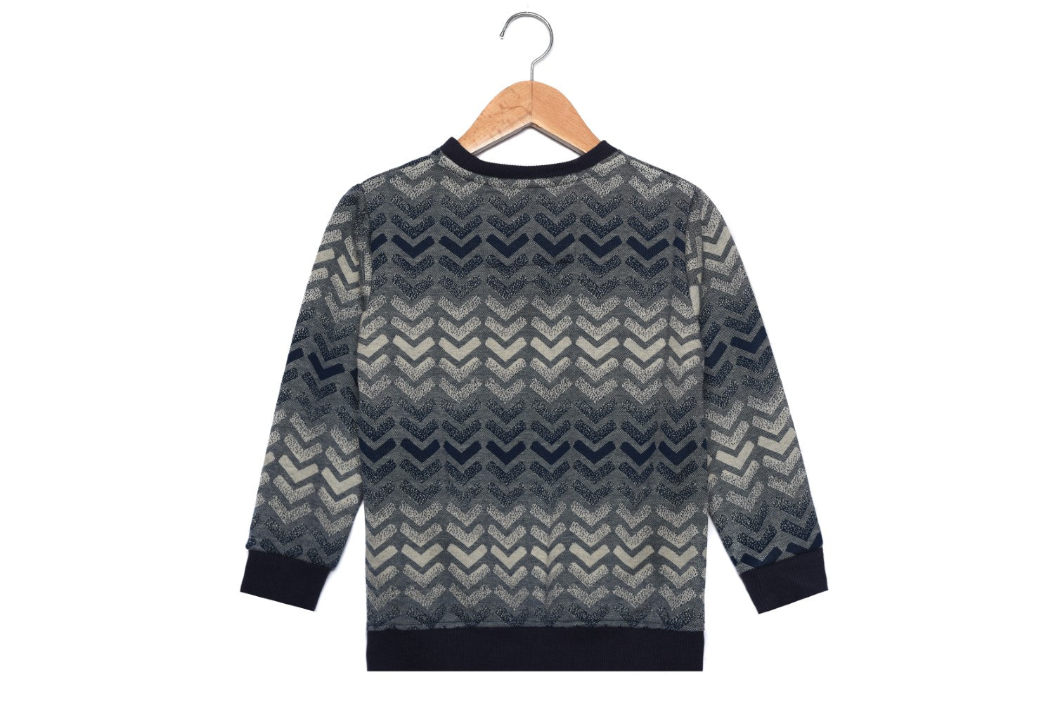 Boy's Rounded Neck Padded With Unqiue Modern Design Sweatshirt