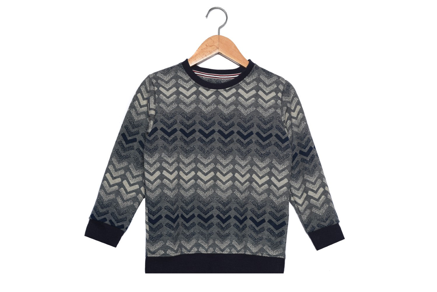 Boy's Rounded Neck Padded With Unqiue Modern Design Sweatshirt