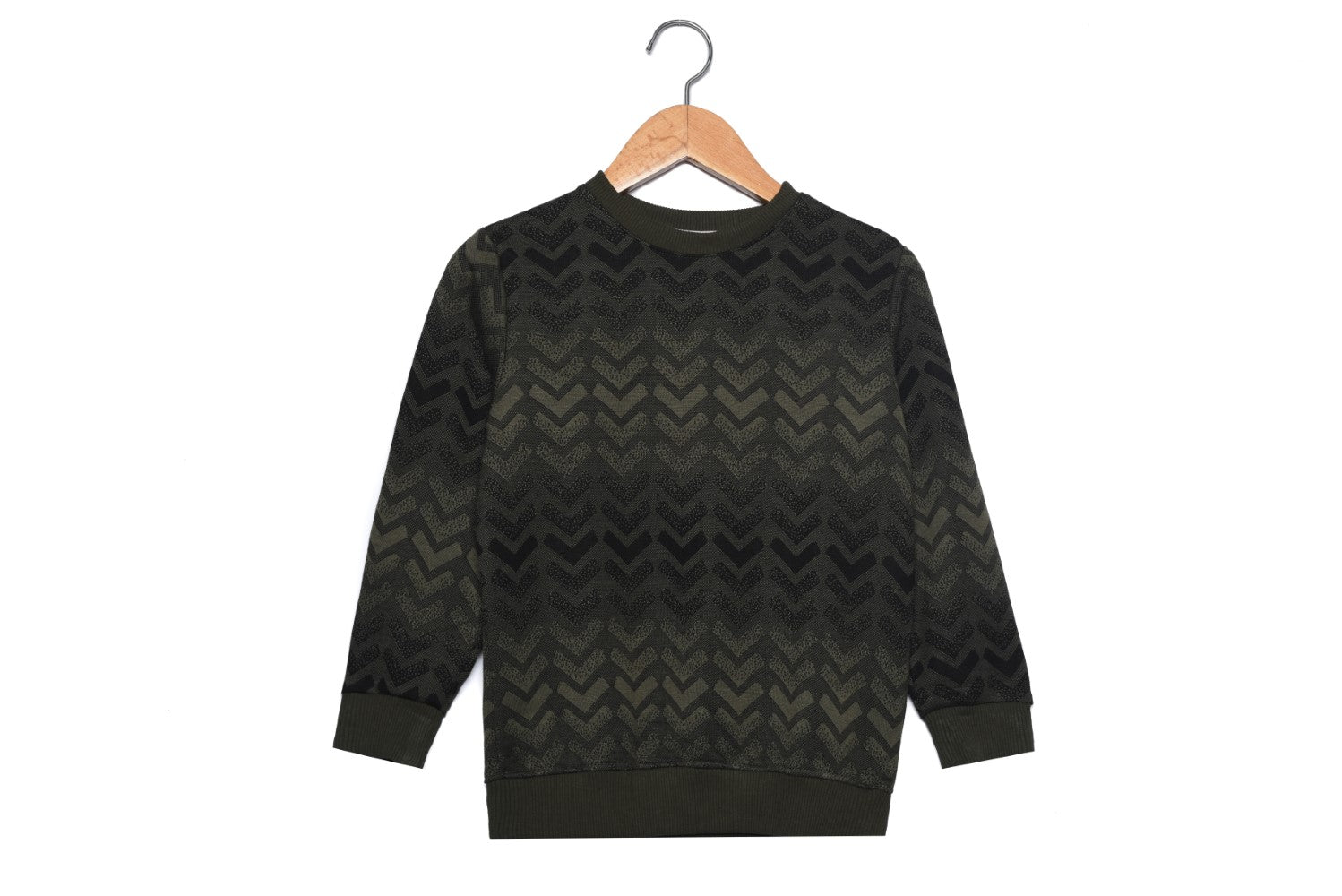 Boy's Rounded Neck Padded With Unqiue Modern Design Sweatshirt