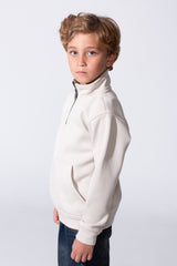 Boy's Half Zip Slim Fit Sweatshirt With Front Kangaroo Pocket