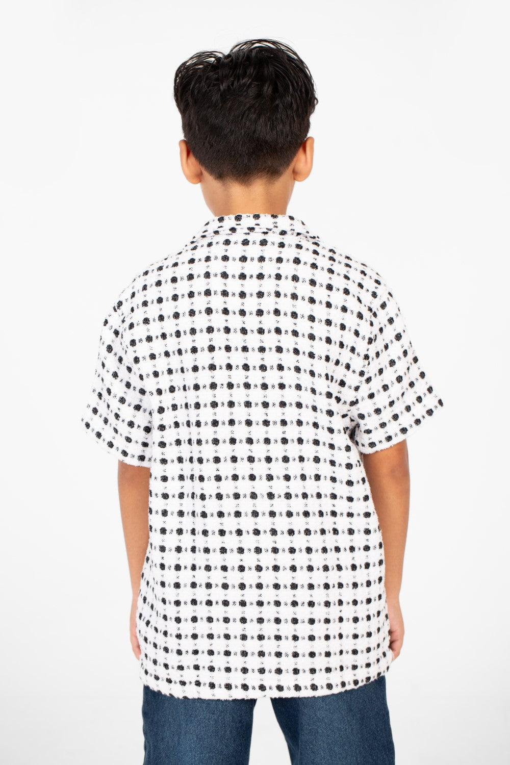 قميص صبيان من الكتان بأكمام قصيرة منقطة بتصميم صيفي عصري Tomato