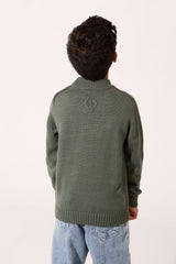 Boy's Tomato Slim Fit Knit Sweater Pullover With Round Neck And Long Sleeves In Comfortable And Modern Design