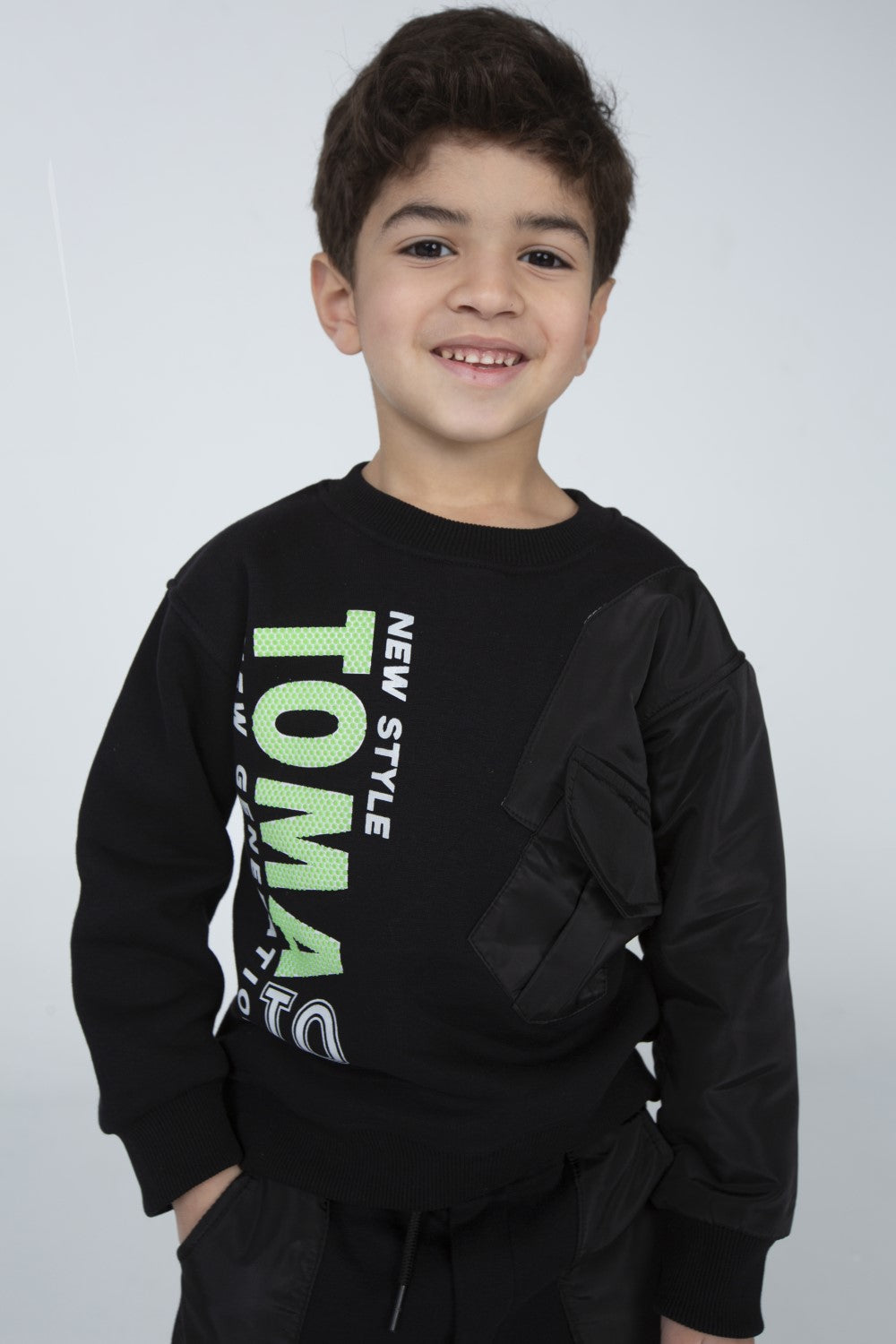 Boy's Padded Front Printed Made Of Soft Melton Front Pocket Training Suit