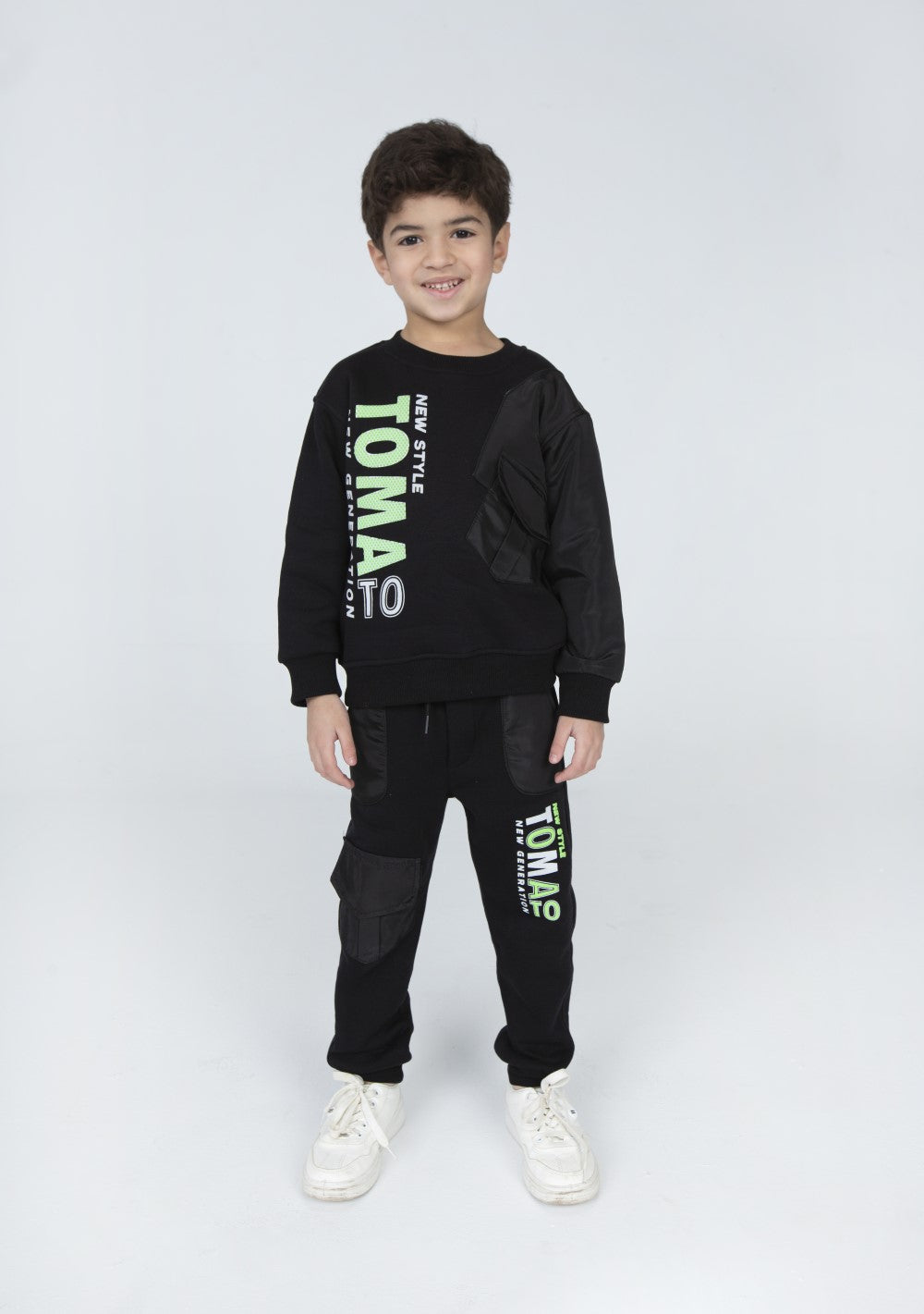 Boy's Padded Front Printed Made Of Soft Melton Front Pocket Training Suit