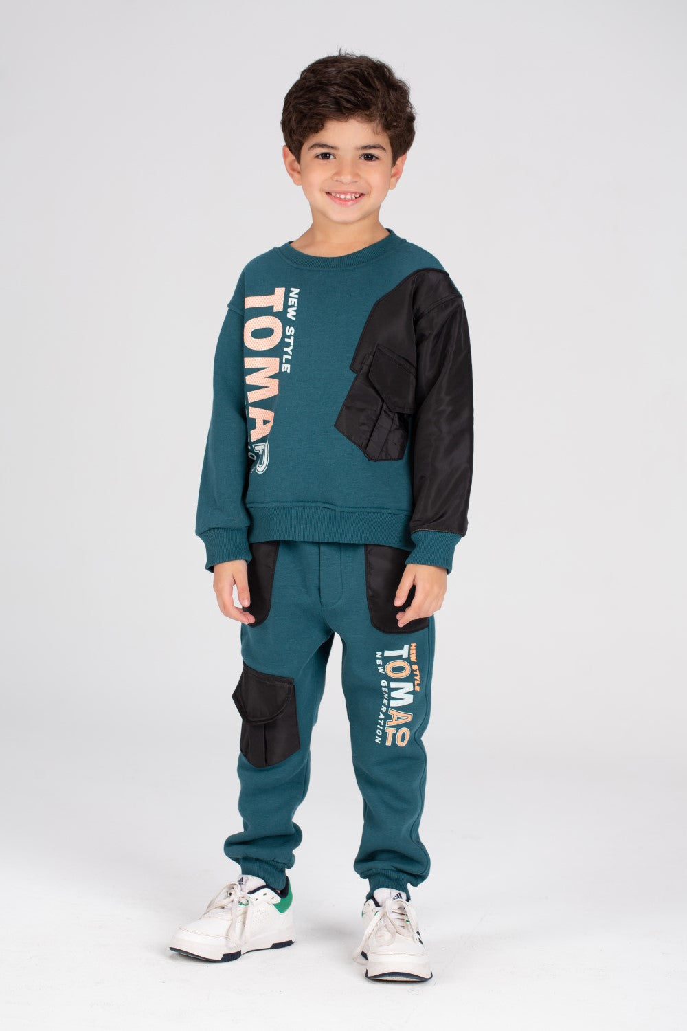 Boy's Padded Front Printed Made Of Soft Melton Front Pocket Training Suit