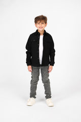 Boy's Velvet Button Front Long Sleeve Shirt