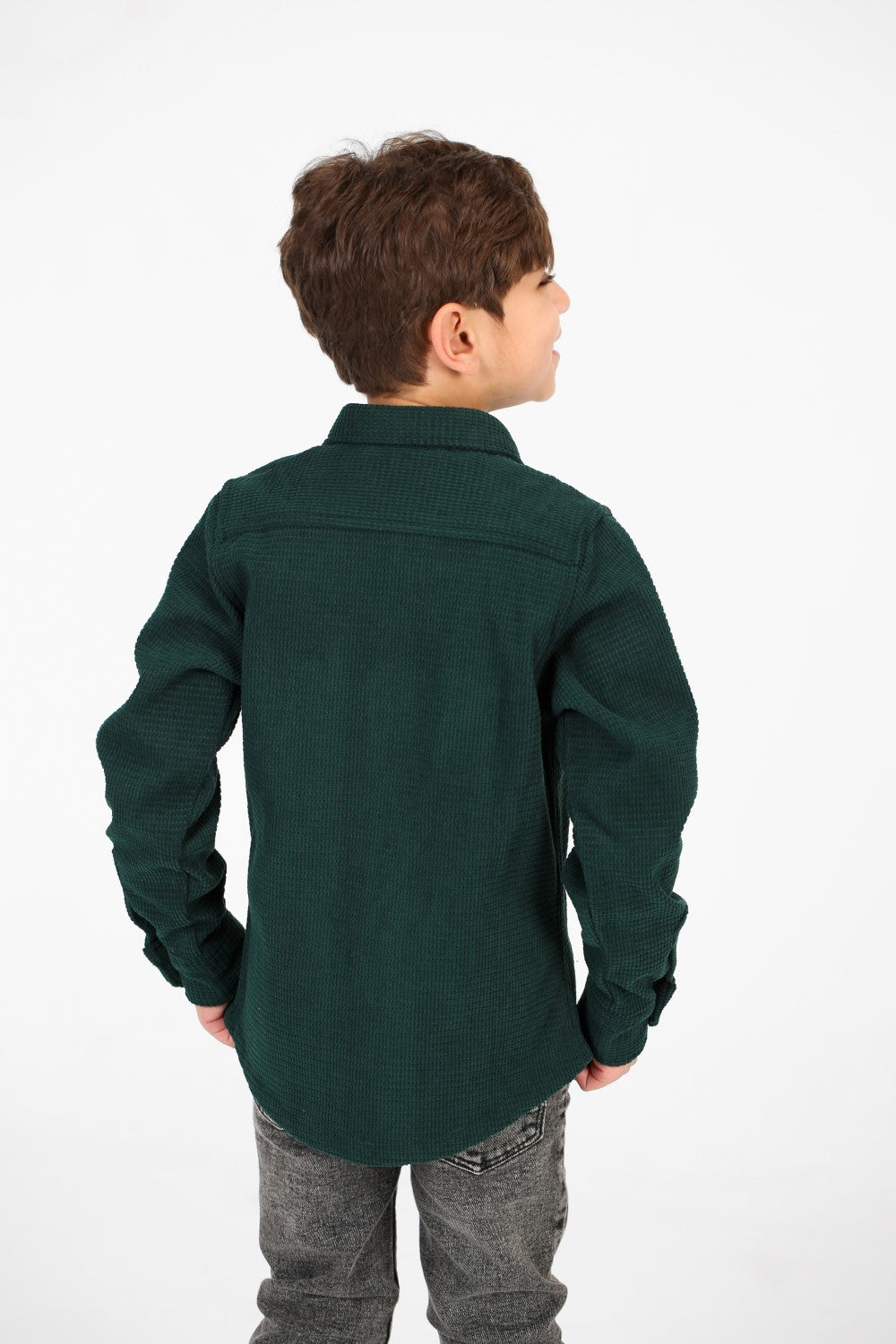Boy's Velvet Button Front Long Sleeve Shirt