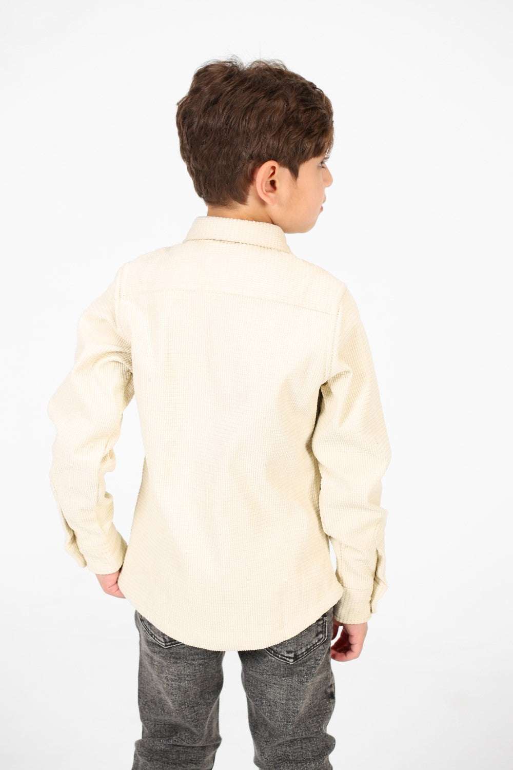 Boy's Velvet Button Front Long Sleeve Shirt