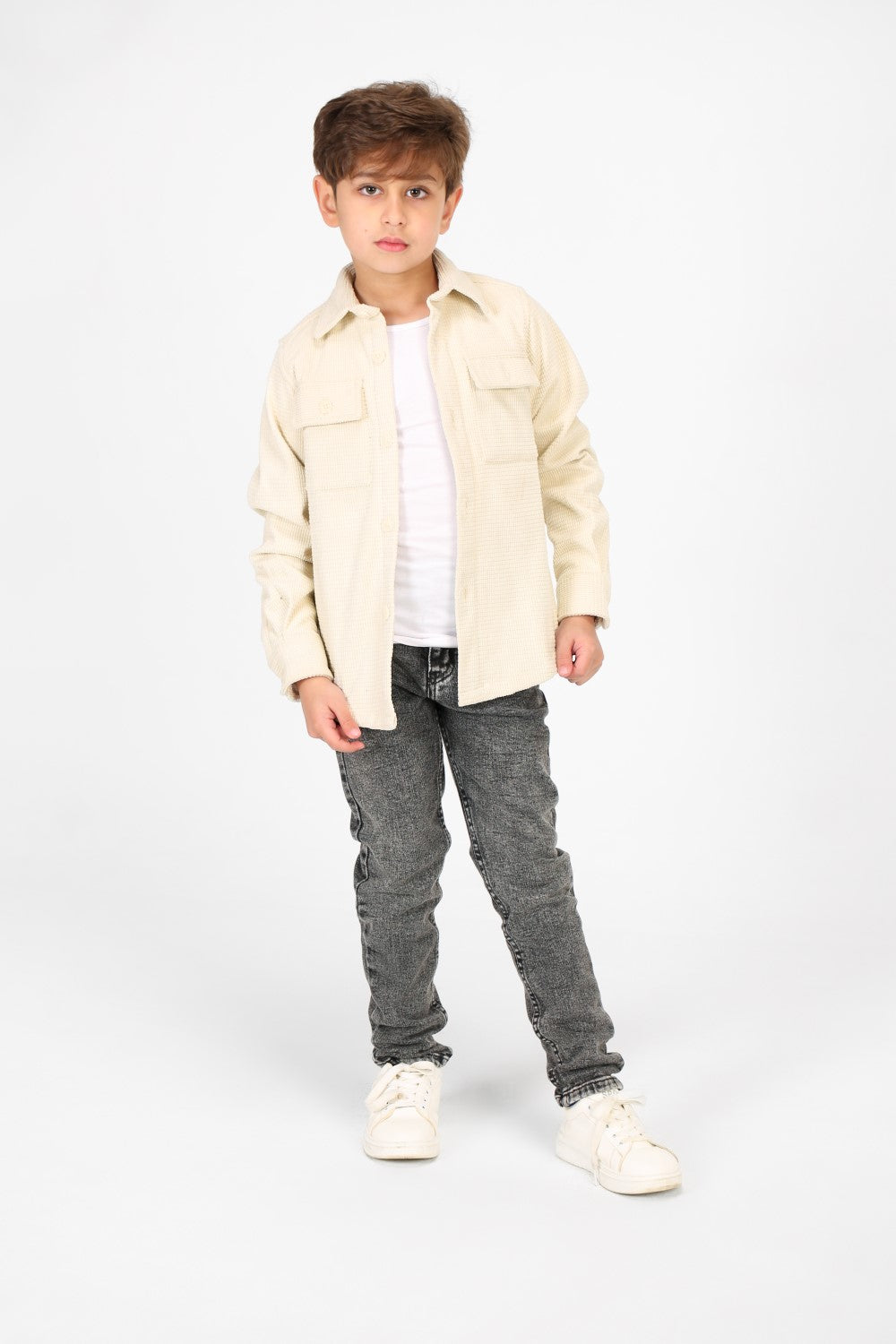 Boy's Velvet Button Front Long Sleeve Shirt