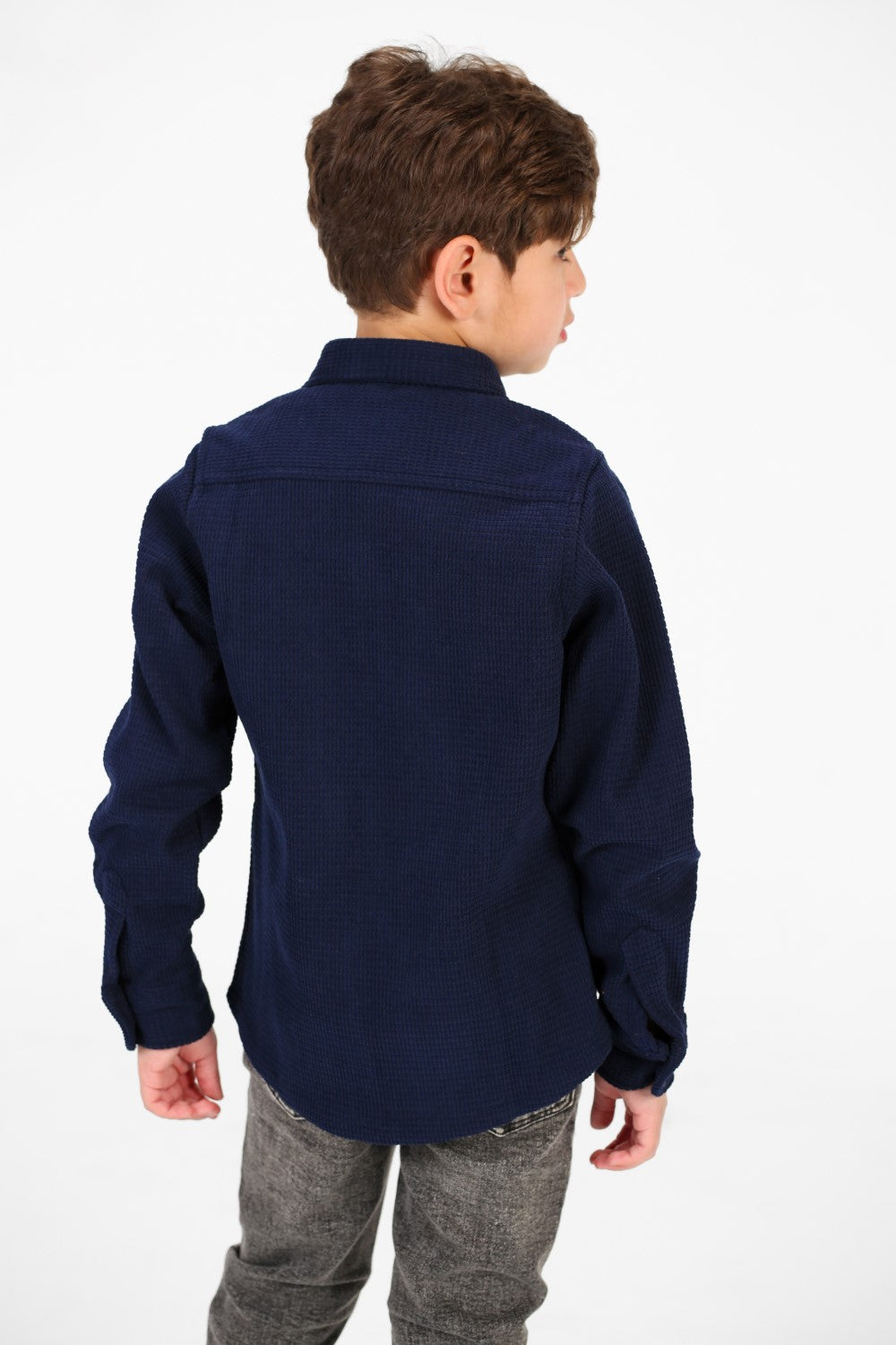 Boy's Velvet Button Front Long Sleeve Shirt