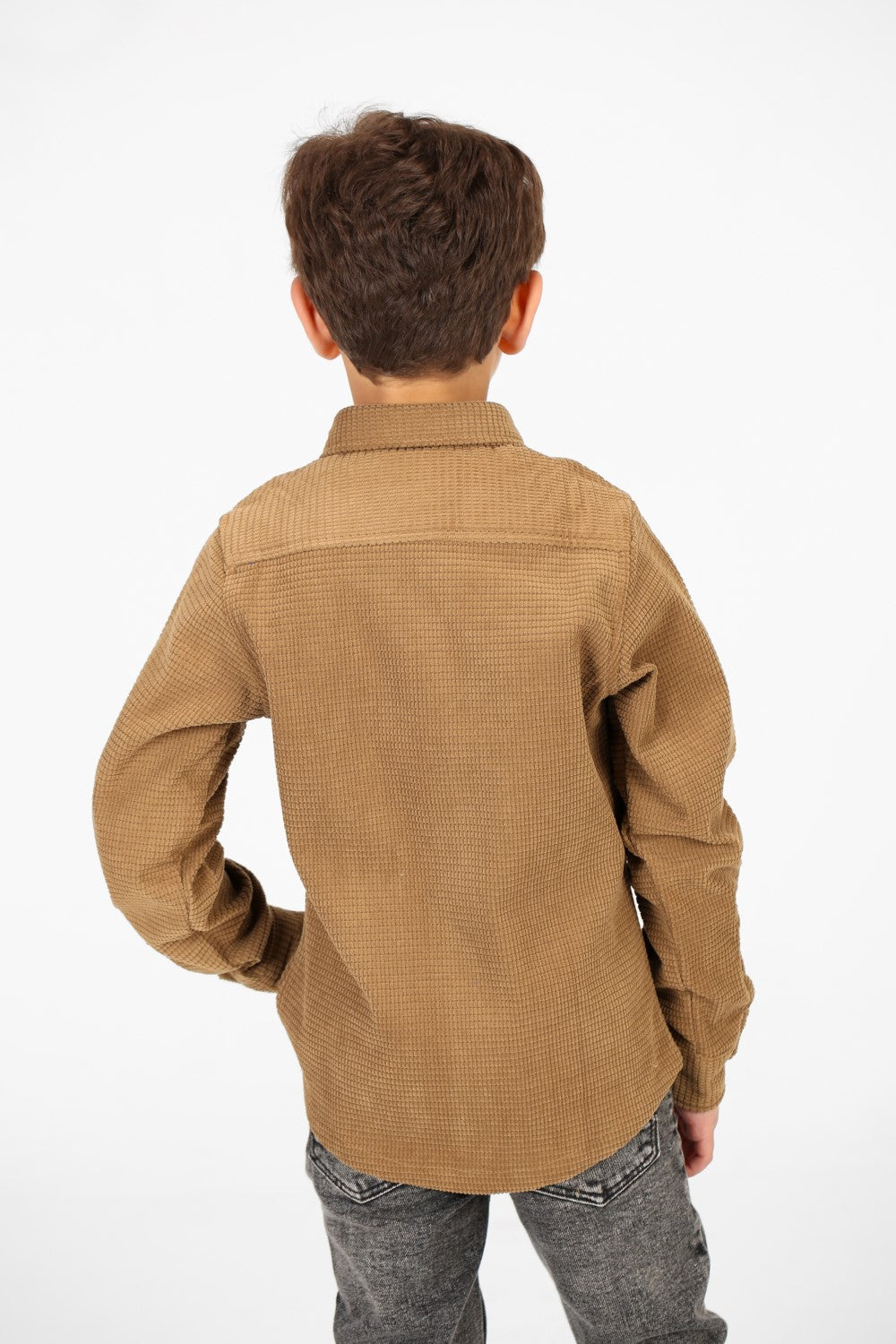 Boy's Velvet Button Front Long Sleeve Shirt