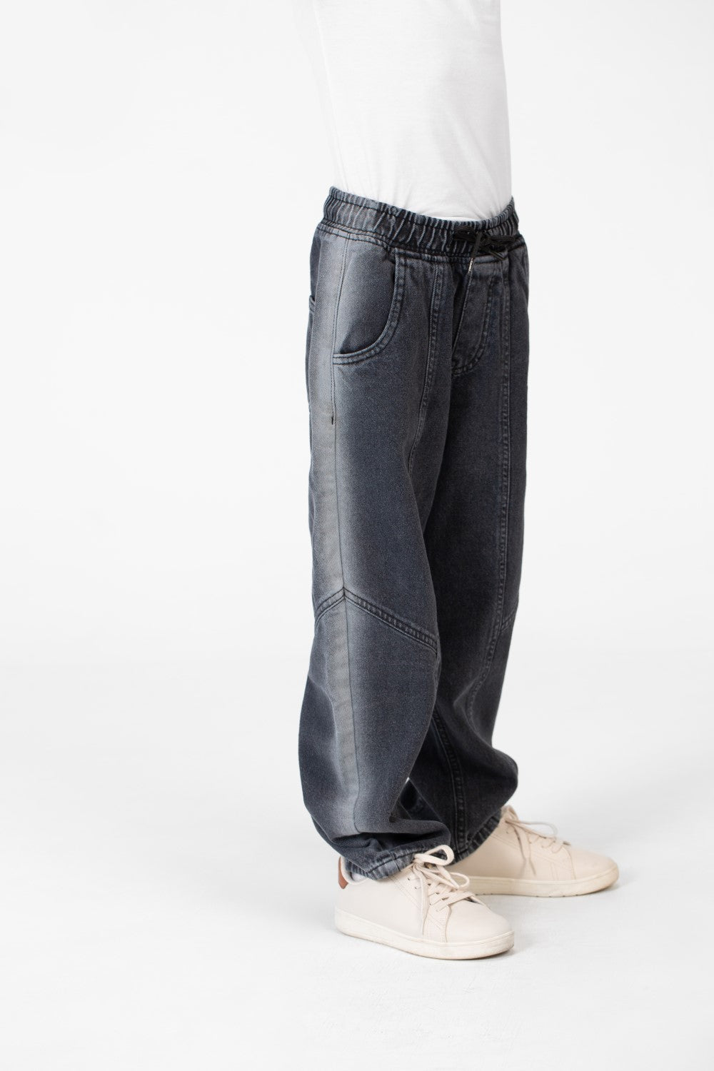 Boy's Wide Leg Elastic Waistband Jeans Pants In A Modern Design