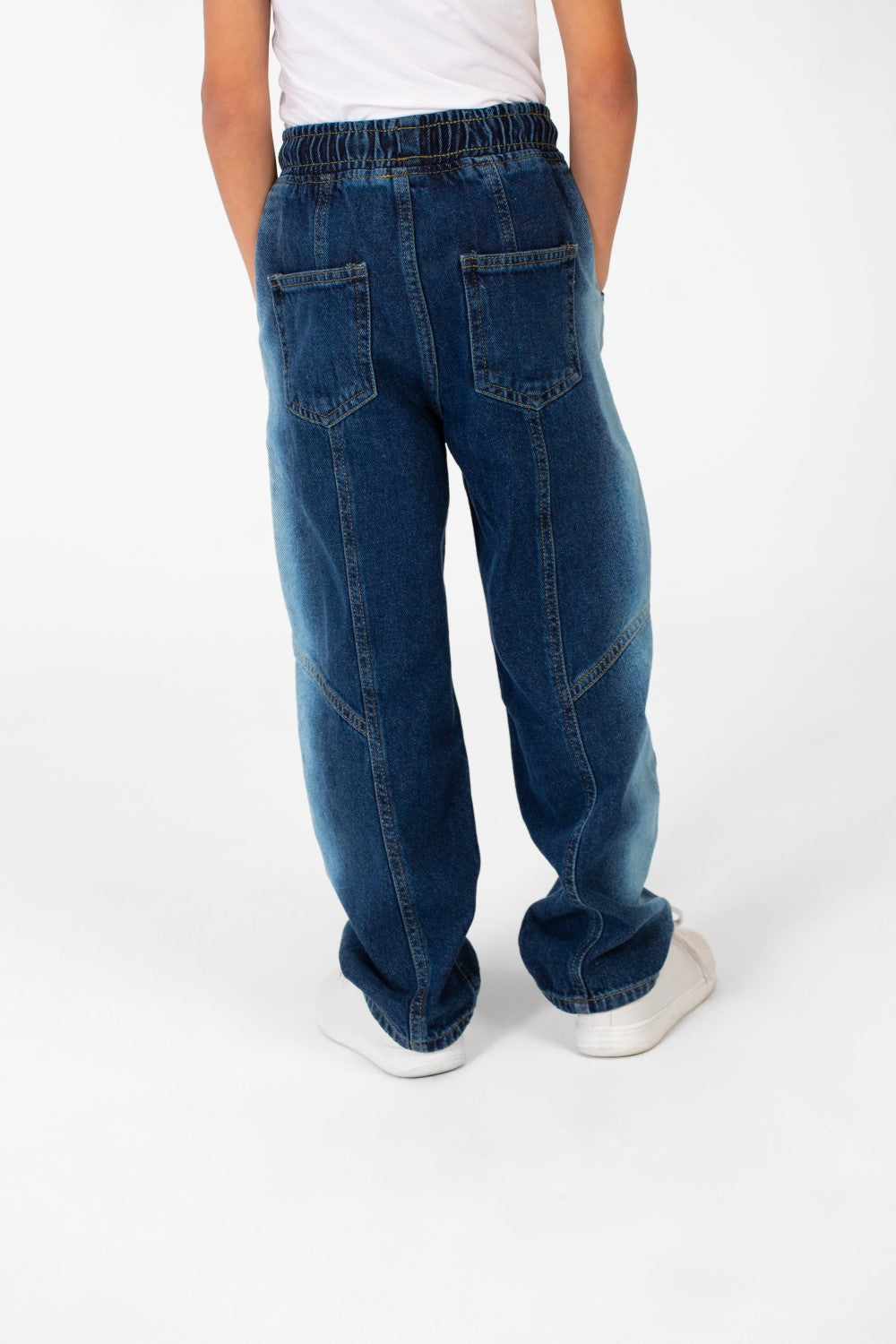 Boy's Wide Leg Elastic Waistband Jeans Pants In A Modern Design
